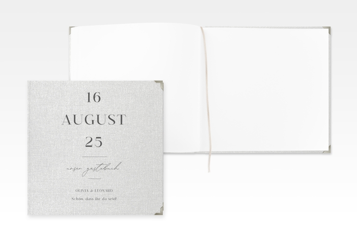 Gästebuch Selection Hochzeit Authentisch Leinen-Hardcover in schlichtem Design mit großem Hochzeitsdatum