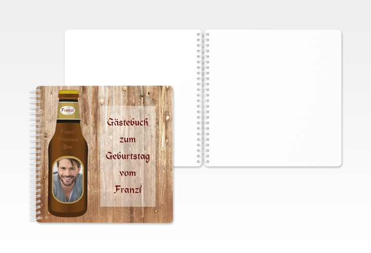 Gästebuch Geburtstag Bierflasche Ringbindung lustig mit Foto auf Bierflasche