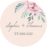 Klick: Details zu Aufkleber Hochzeit "Blooming" anzeigen Aufkleber Hochzeit Blooming Aufkleber, selbstklebend, rund rosa