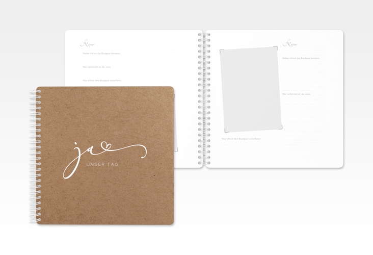Gästebuch Hochzeit Jawort Ringbindung modern minimalistisch mit veredelter Aufschrift