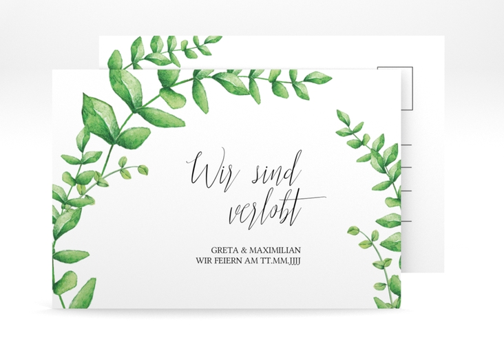 Verlobungskarte Hochzeit Botanic A6 Postkarte weiss