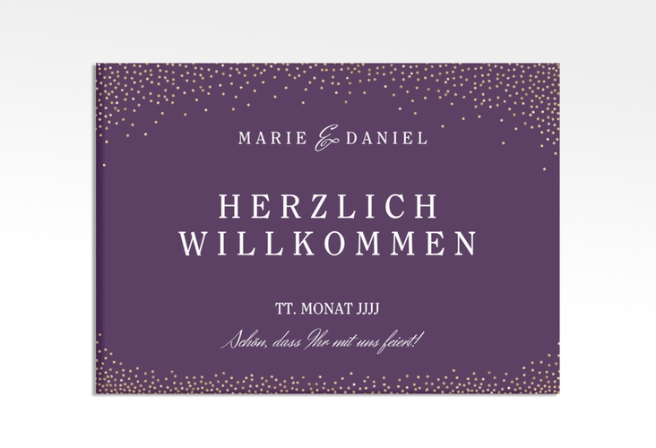 Willkommensschild Leinwand Glitter 70 x 50 cm Leinwand lila