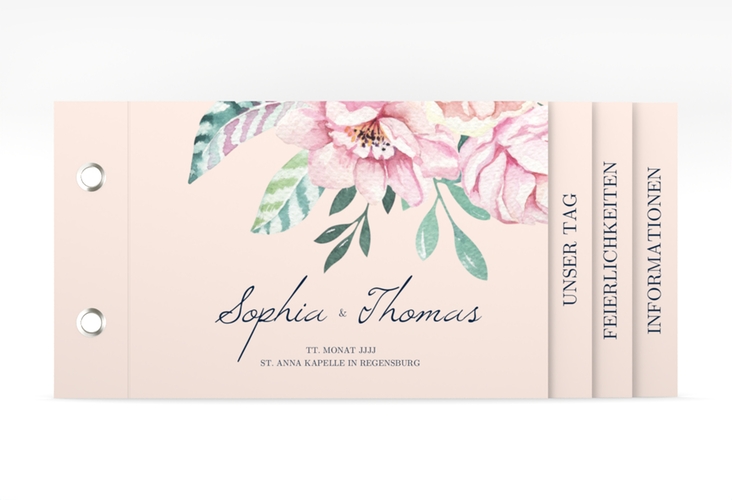 Hochzeitseinladung Blooming Booklet rosa hochglanz