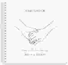 Gästebuch Hochzeit Hands Ringbindung kraftpapier mit sich haltenden Händen im Monoline-Stil