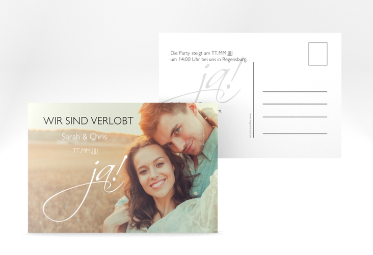 Verlobungskarte Hochzeit Clarity A6 Postkarte weiss