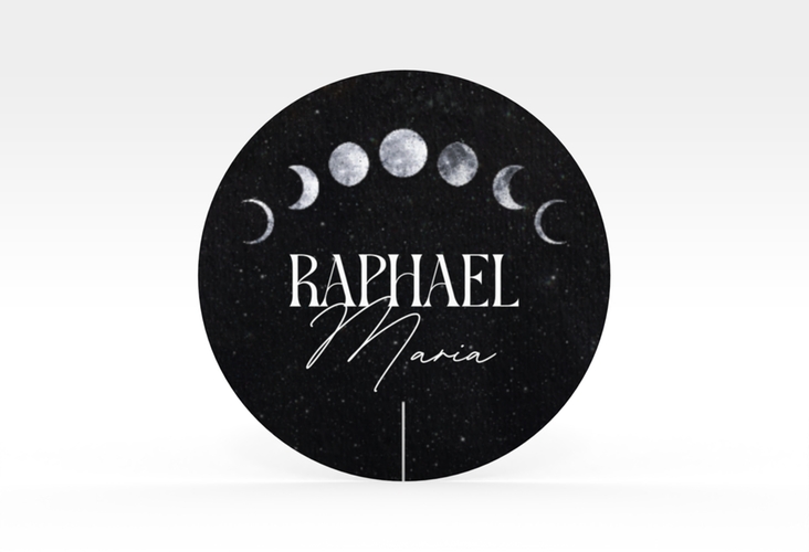 Aufkleber Hochzeit Mondphase Aufkleber, selbstklebend, rund schwarz