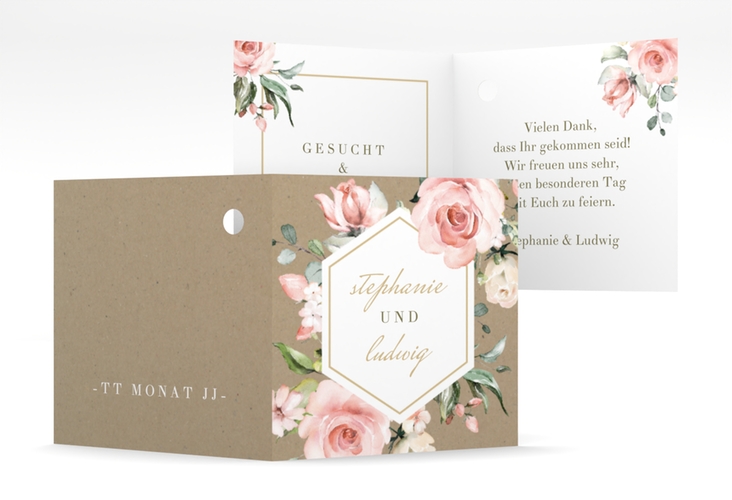 Geschenkanhänger Hochzeit Graceful Geschenkanhänger 10er Set hochglanz mit Rosenblüten in Rosa und Weiß