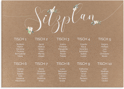 Klick: Details zu Sitzplan Leinwand Hochzeit "Inlove" anzeigen Sitzplan Leinwand Hochzeit Inlove 70 x 50 cm Leinwand kraftpapier