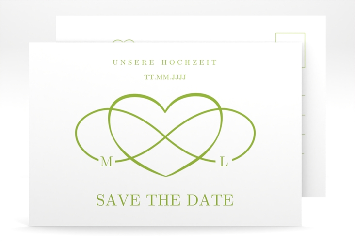 Save the Date-Postkarte Infinity A6 Postkarte gruen hochglanz