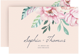 Klick: Details zu Save the Date-Karte "Blooming" anzeigen Save the Date-Karte Blooming A6 Karte quer rosa