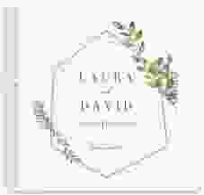 Trautagebuch Hochzeit Herbarium Trautagebuch Hochzeit rosa mit geometrischem Rahmen und Blätter-Dekor