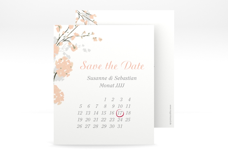Save the Date-Kalenderblatt Salerno Kalenderblatt-Karte apricot hochglanz