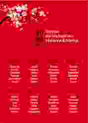 Sitzplan Poster Hochzeit Sakura 50 x 70 cm Poster rot