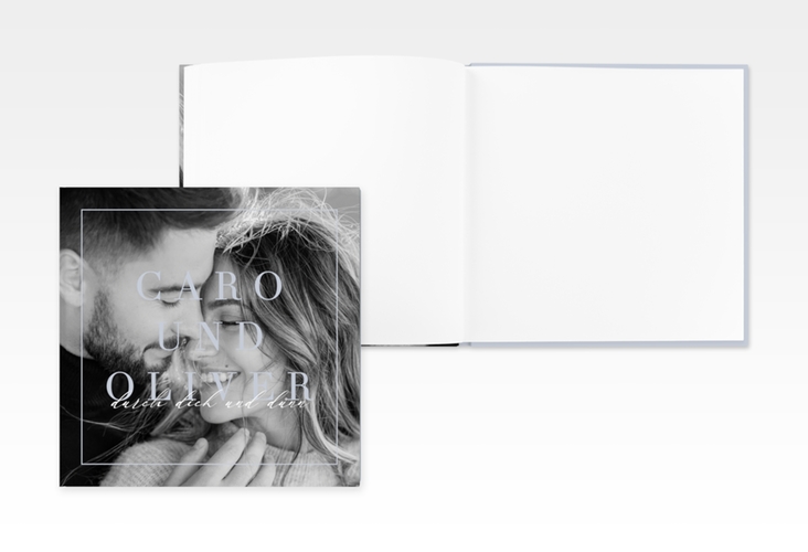 Gästebuch Creation Hochzeit Moment 20 x 20 cm, Hardcover blau in Kraftpapier-Optik mit Blättern