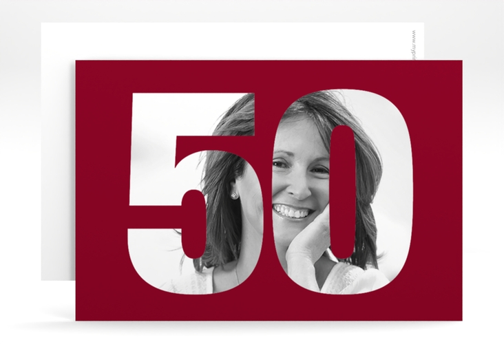 Einladung 50. Geburtstag Numbers A6 Karte quer rot