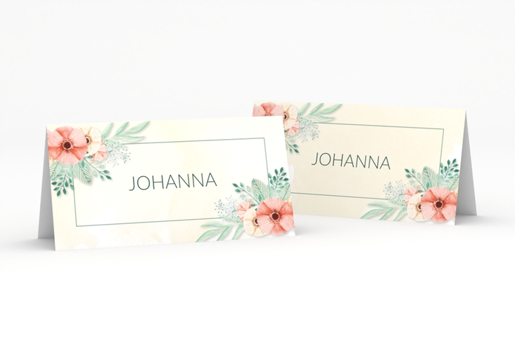Tischkarte Hochzeit Surfinia Tischkarten apricot hochglanz