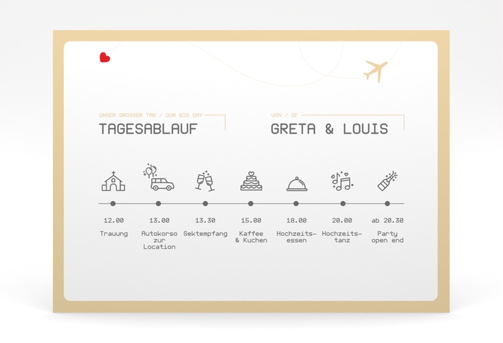 Tagesablauf Poster Hochzeit Weddingpass 70 x 50 cm Poster beige