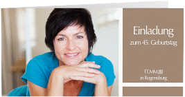 Einladung Geburtstag Gerd/Gerda lange Klappkarte quer braun mit Foto