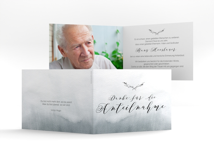Danksagungskarte Trauer Horizont A6 Klappkarte quer in Aquarell-Optik