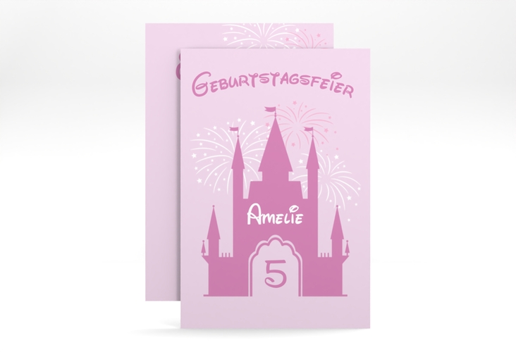 Einladungskarte Kindergeburtstag Schloss A6 Karte hoch rosa