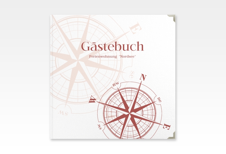 Gästebuch Selection Ferienwohnung Nordsee Leinen-Hardcover rot mit Windrose