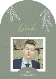 Klick: Details zu Danksagung Konfirmation "Grüne Natur" anzeigen Danksagung Konfirmation Grüne Natur mittlere Bogen-Karte + Foto gruen