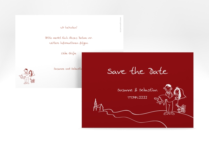 Save the Date-Karte Hochzeit Pisa A6 Karte quer rot hochglanz