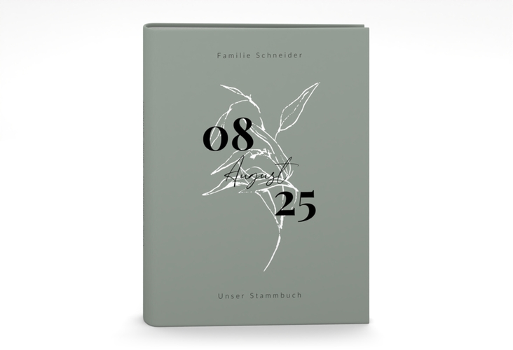 Stammbuch A5 Seed Stammbuch A5 gruen mit Pflanzen-Illustration und elegantem Datum