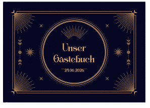 Klick: Details zu Gästebuch A4 quer "Astro" anzeigen Gästebuch A4 quer Astro A4 quer, Hardcover blau mit Sonne, Mondphasen und Sternen