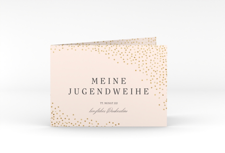 Danksagung Jugendweihe Glossa A6 Klappkarte quer rosa