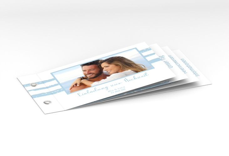 Hochzeitseinladung Mare Booklet blau hochglanz
