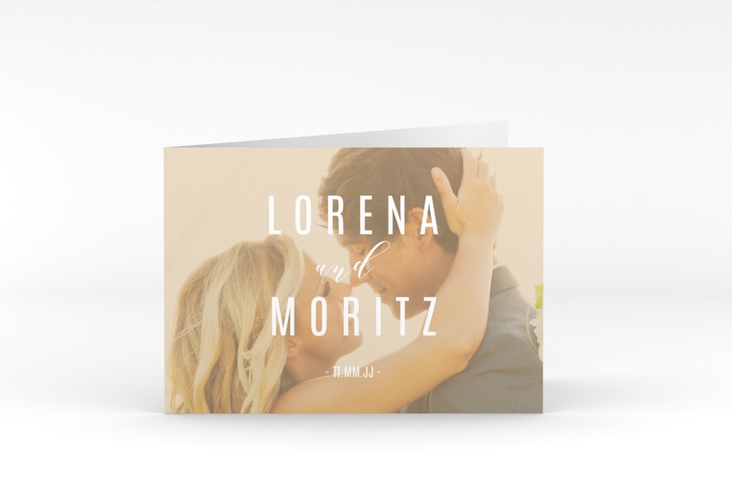 Danksagungskarte Hochzeit Memory A6 Klappkarte quer beige