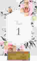 Tischnummer Acryl Hochzeit Graceful Tischaufsteller Acryl weiss mit Rosenblüten in Rosa und Weiß