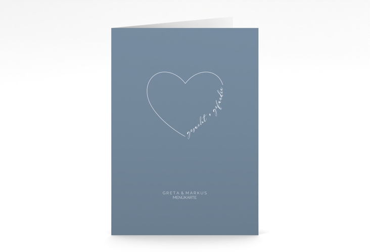 Menükarte Hochzeit Lebenstraum A5 Klappkarte hoch blau hochglanz