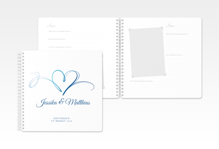 Gästebuch Hochzeit Envie Ringbindung blau