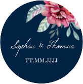 Klick: Details zu Aufkleber Hochzeit "Blooming" anzeigen Aufkleber Hochzeit Blooming Aufkleber, selbstklebend, rund blau