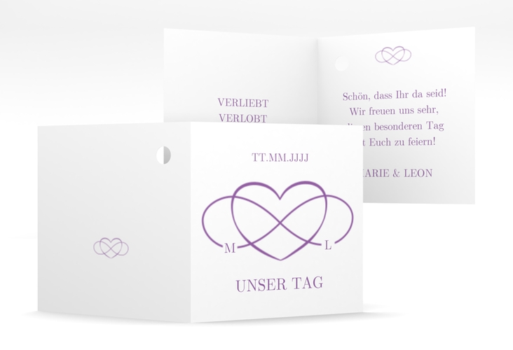 Geschenkanhänger Hochzeit Infinity Geschenkanhänger 10er Set lila hochglanz