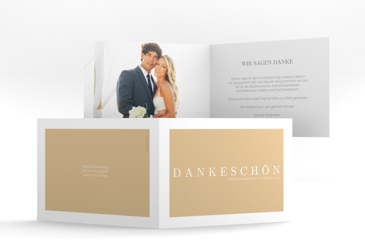 Dankeskarte Hochzeit Simply A6 Klappkarte quer beige