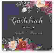 Gästebuch Selection Hochzeit Flowers Leinen-Hardcover blau mit bunten Aquarell-Blumen