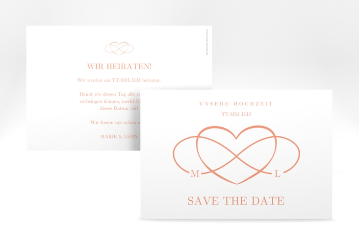 Save the Date-Karte Infinity A6 Karte quer apricot hochglanz