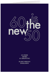Einladung 60. Geburtstag Grateful A6 Klappkarte hoch blau
