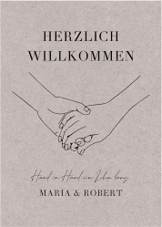 Willkommensschild Poster Hands 50 x 70 cm Poster Kraftpapier mit sich haltenden Händen im Monoline-Stil