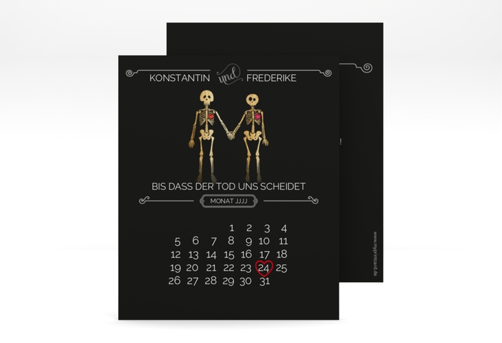 Save the Date-Kalenderblatt Bones Kalenderblatt-Karte hochglanz