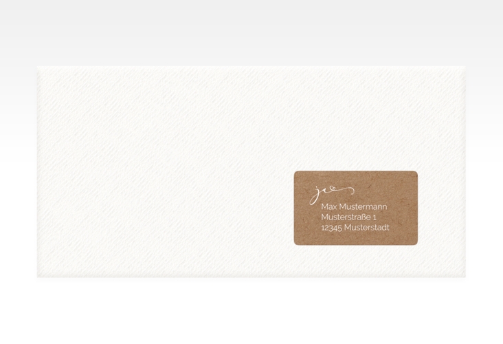 Empfängeretikett Hochzeit Jawort 63,5 x 38,1 mm Kraftpapier modern minimalistisch mit veredelter Aufschrift