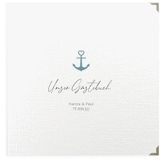 Klick: Details zu Gästebuch Selection Hochzeit "Ankerliebe" anzeigen Gästebuch Selection Hochzeit Ankerliebe Leinen-Hardcover weiss im minimalistischen maritimen Design mit Anker