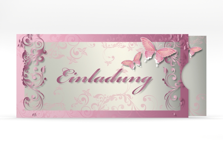Hochzeitseinladung Toulouse Einsteckkarte rosa hochglanz