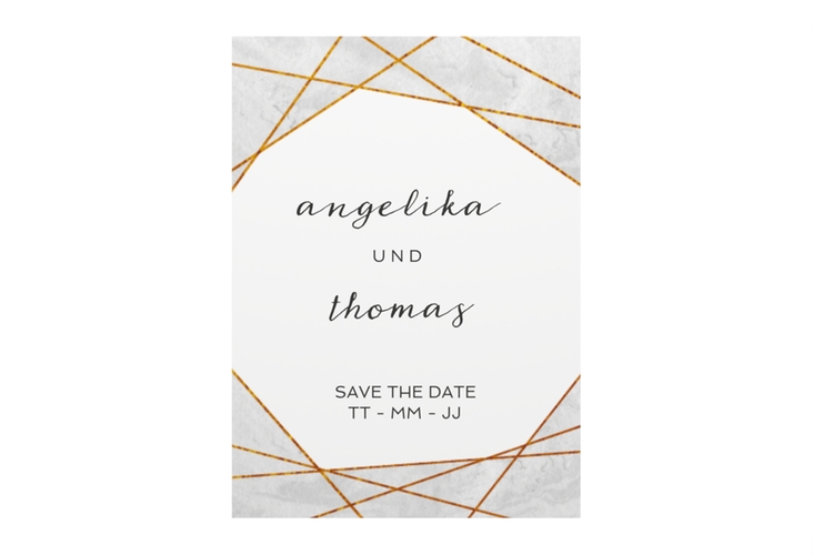 Save the Date-Visitenkarte Asymmetry Visitenkarte hoch grau