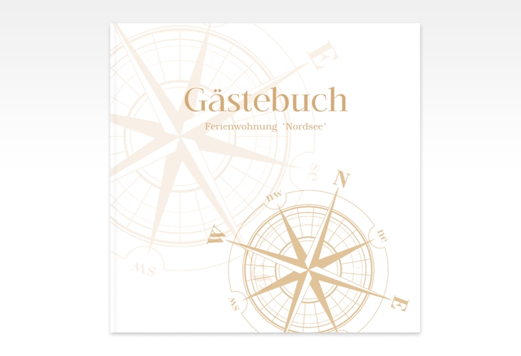 Gästebuch Creation Ferienwohnung Nordsee 20 x 20 cm, Hardcover beige mit Windrose