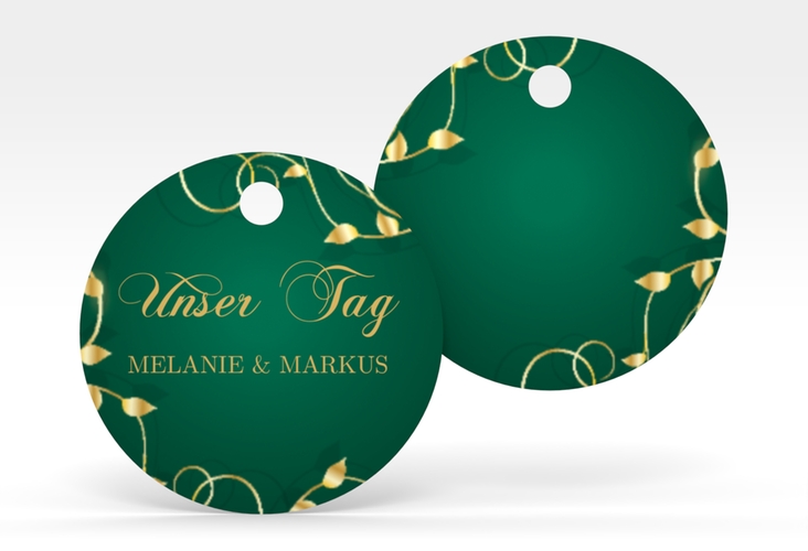 Geschenkanhänger Hochzeit Eternity Geschenkanhänger, rund gruen hochglanz