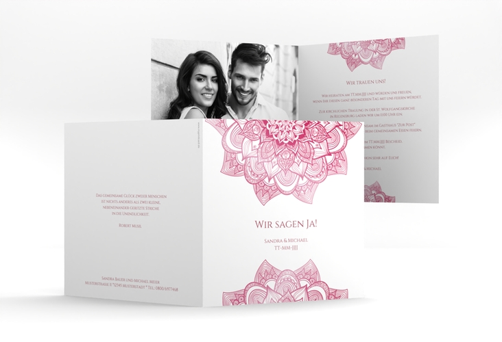 Hochzeitseinladung Delight quadr. Klappkarte pink hochglanz